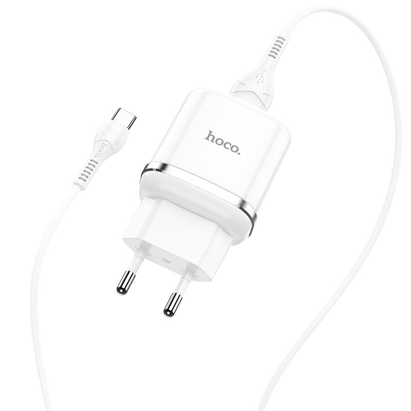 Netwerkoplader met USB-C kabel HOCO N3, 18W, 3A, 1 x USB-A, Wit