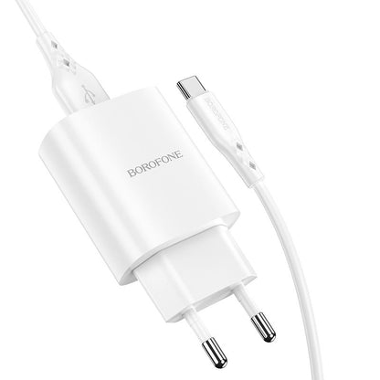 Chargeur réseau avec câble USB-C Borofone BN1, 10W, 2.1A, 1 x USB-A, blanc