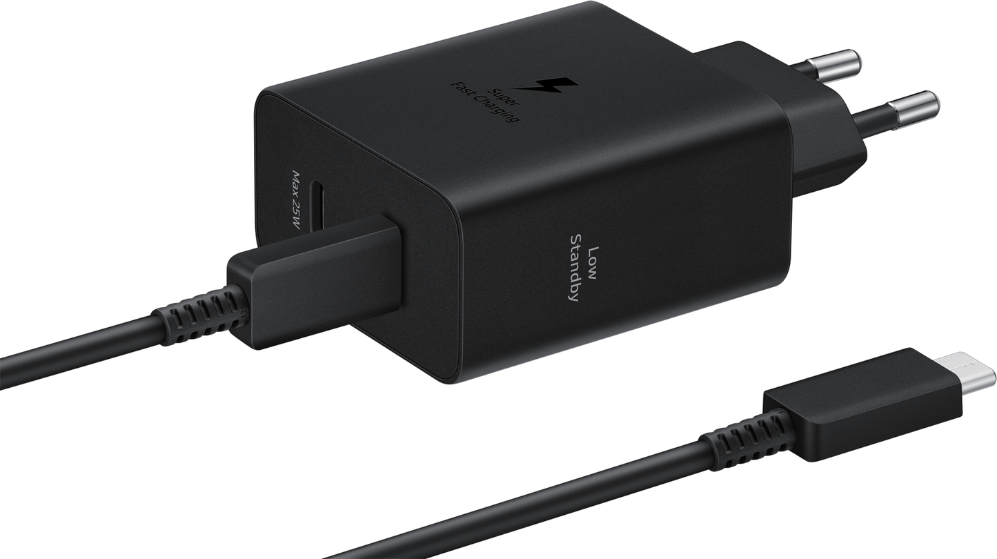 Samsung Netwerkoplader met USB-C kabel, 50W, 3A, 2 x USB-C, zwart EP-T5020XBEGEU