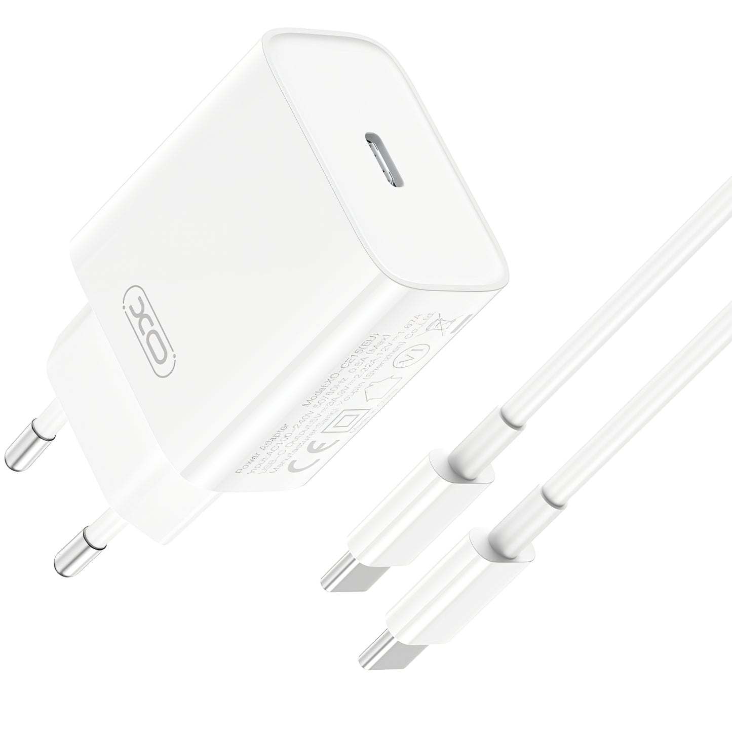 Netwerkoplader met USB-C Kabel XO Design CE15, 20W, 3A, 1 x USB-C, Wit