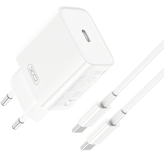 Netwerkoplader met USB-C Kabel XO Design CE15, 20W, 3A, 1 x USB-C, Wit