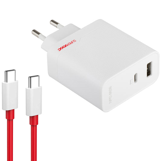 OnePlus Netwerkoplader met USB-C kabel OnePlus, 80W, 7.3A, 1 x USB-A - 1 x USB-C, Wit 5461100597