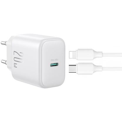 Chargeur réseau avec câble Lightning Joyroom JR-TCF20, 20W, 3A, 1 x USB-C, Blanc