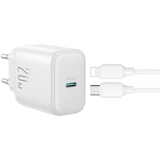 Netwerkoplader met Lightning-kabel Joyroom JR-TCF20, 20W, 3A, 1 x USB-C, Wit