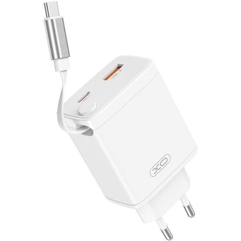Netwerkoplader met USB-C Kabel XO Design CE31, 30W, 3A, 1 x USB-A - 1 x USB-C, Wit