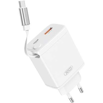 Netwerkoplader met USB-C Kabel XO Design CE31, 30W, 3A, 1 x USB-A - 1 x USB-C, Wit