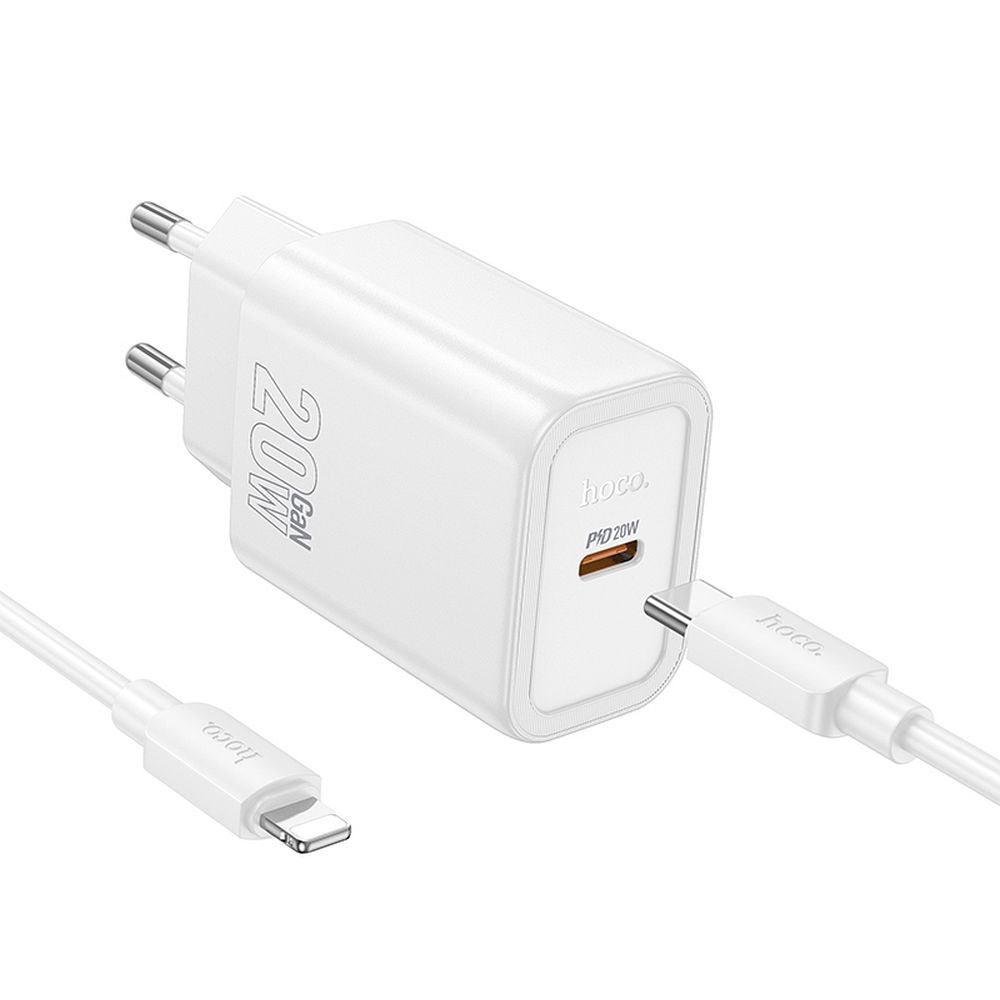 Netwerkoplader met Lightning-kabel HOCO N60, 20W, 3A, 1 x USB-C, Wit