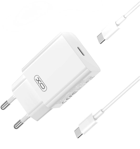 Netwerkoplader met USB-C Kabel XO Design L126, 20W, 3A, 1 x USB-C, Wit