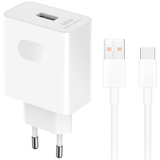 Netwerkoplader met USB-C Kabel Honor HN-110600E00, 66W, 6A, 1 x USB-A, Wit 5503AAHX