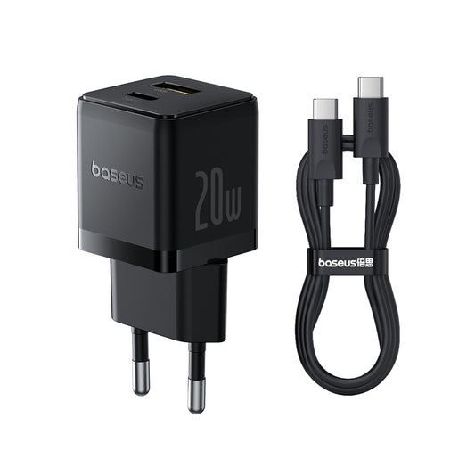 Netwerkoplader met USB-C Kabel Baseus Palm, 20W, 3A, 1 x USB-A - 1 x USB-C, Zwart P10111608113-01