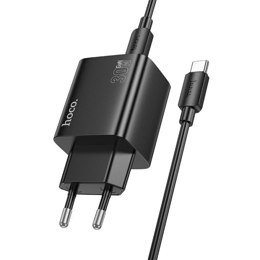 Netwerkoplader met USB-C Kabel HOCO N56, 30W, 3A, 2 x USB-A - 2 x USB-C, Zwart