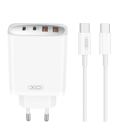 Netwerkoplader met USB-C Kabel XO Design CE22, 45W, 3A, 2 x USB-A - 2 x USB-C, Wit