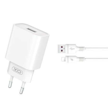 Netwerkoplader met Lightning-kabel XO Design CE02D, 18W, 3A, 1 x USB-A, Wit