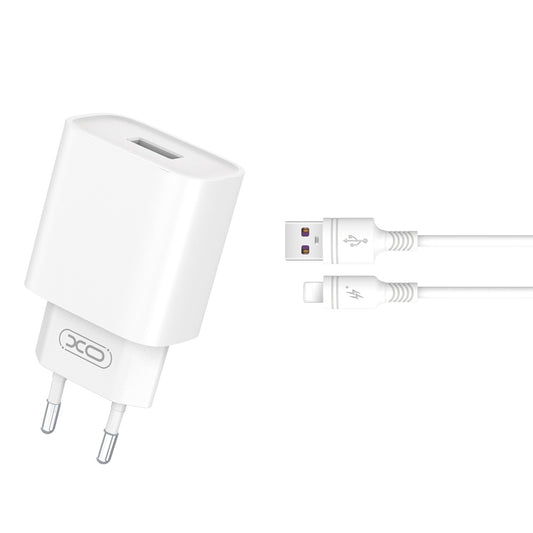 Chargeur réseau avec câble Lightning XO Design CE02D, 18W, 3A, 1 x USB-A, Blanc