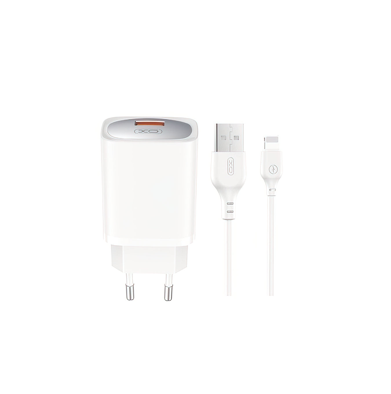 Netwerkoplader met Lightning Kabel XO Design CE19, 18W, 3A, 1 x USB-A, Wit