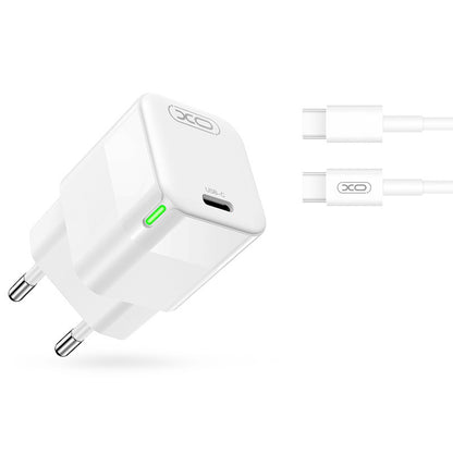 Chargeur réseau avec câble USB-C XO Design CE06, 30W, 3A, 1 x USB-C, Blanc