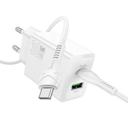 Netwerkoplader met USB-C Kabel HOCO N71, 30W, 3A, 1 x USB-A - 1 x USB-C, Wit