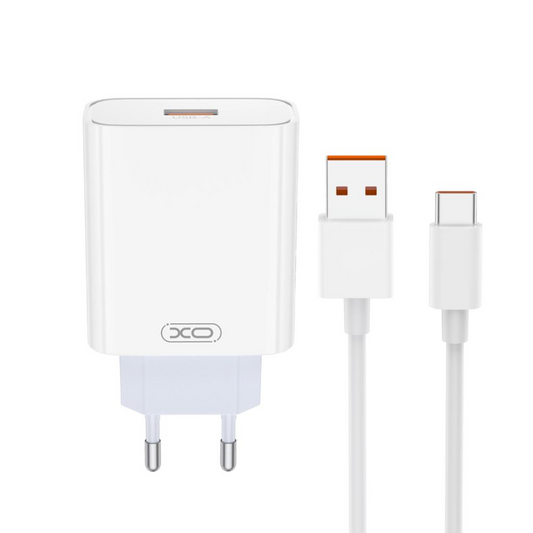 Netwerkoplader met USB-C Kabel XO Design L164, 30W, 1 x USB-A, Wit