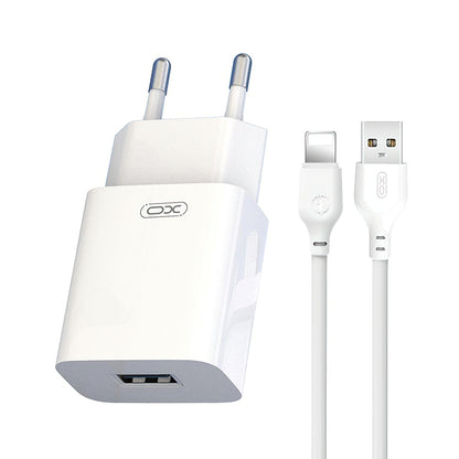 Netwerkoplader met Lightning Kabel XO Design L99, 12W, 2.4A, 1 x USB-A, Wit
