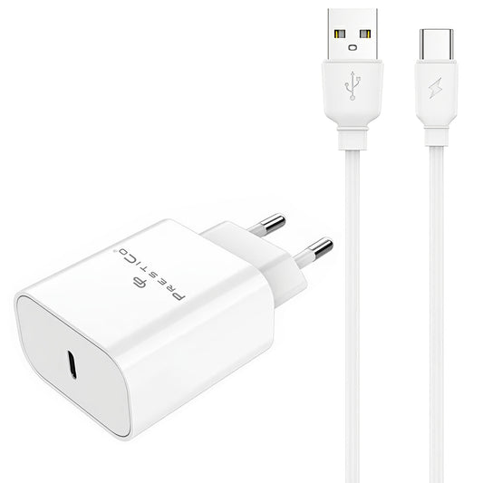 Netwerkoplader met USB-C Kabel Prestico F15S-C, 30W, 3A, 1 x USB-C, Wit