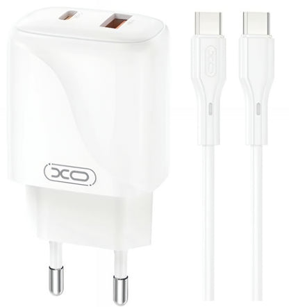 Netwerkoplader met USB-C Kabel XO Design L158, 20W, 3A, 1 x USB-A - 1 x USB-C, Wit