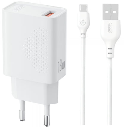 Netwerkoplader met microUSB-kabel XO Design L159, 18W, 3A, 1 x USB-A, Wit