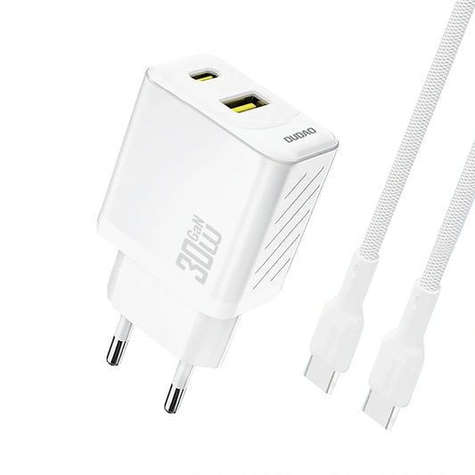 Chargeur réseau avec câble USB-C Dudao A27TCEU, 30W, 1 x USB-A - 1 x USB-C, Blanc