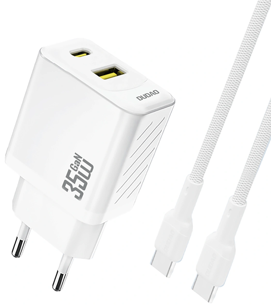 Netwerkoplader met USB-C Kabel Dudao A27Max, 35W, 1 x USB-A - 1 x USB-C, Wit