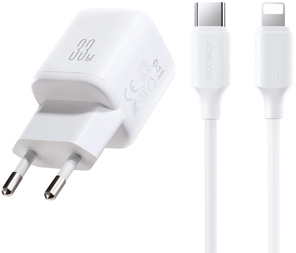 Netwerkoplader met Lightning-kabel Joyroom JR-TG7, 33W, 3A, 1 x USB-A - 1 x USB-C, Wit
