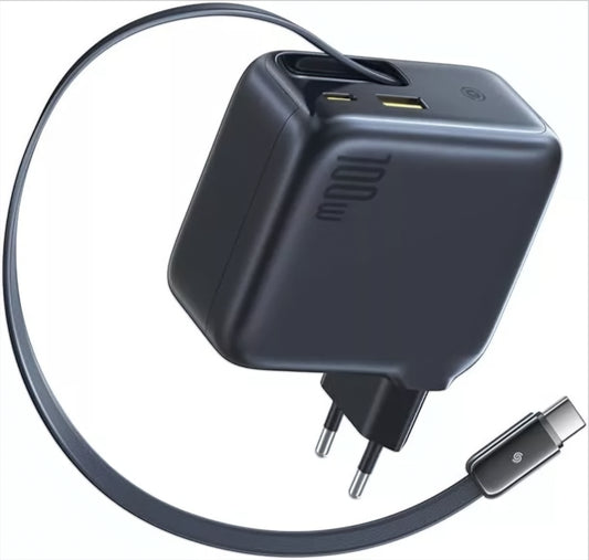 Netwerkoplader met USB-C-kabel Baseus EnerCore CJ11, 100W, 1 x USB-A - 2 x USB-C, Zwart E0120M00