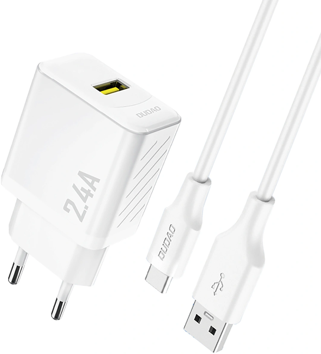 Netlader met USB-C-kabel Dudao A23TEU, 12W, 2.4A, 1 x USB-A, Wit