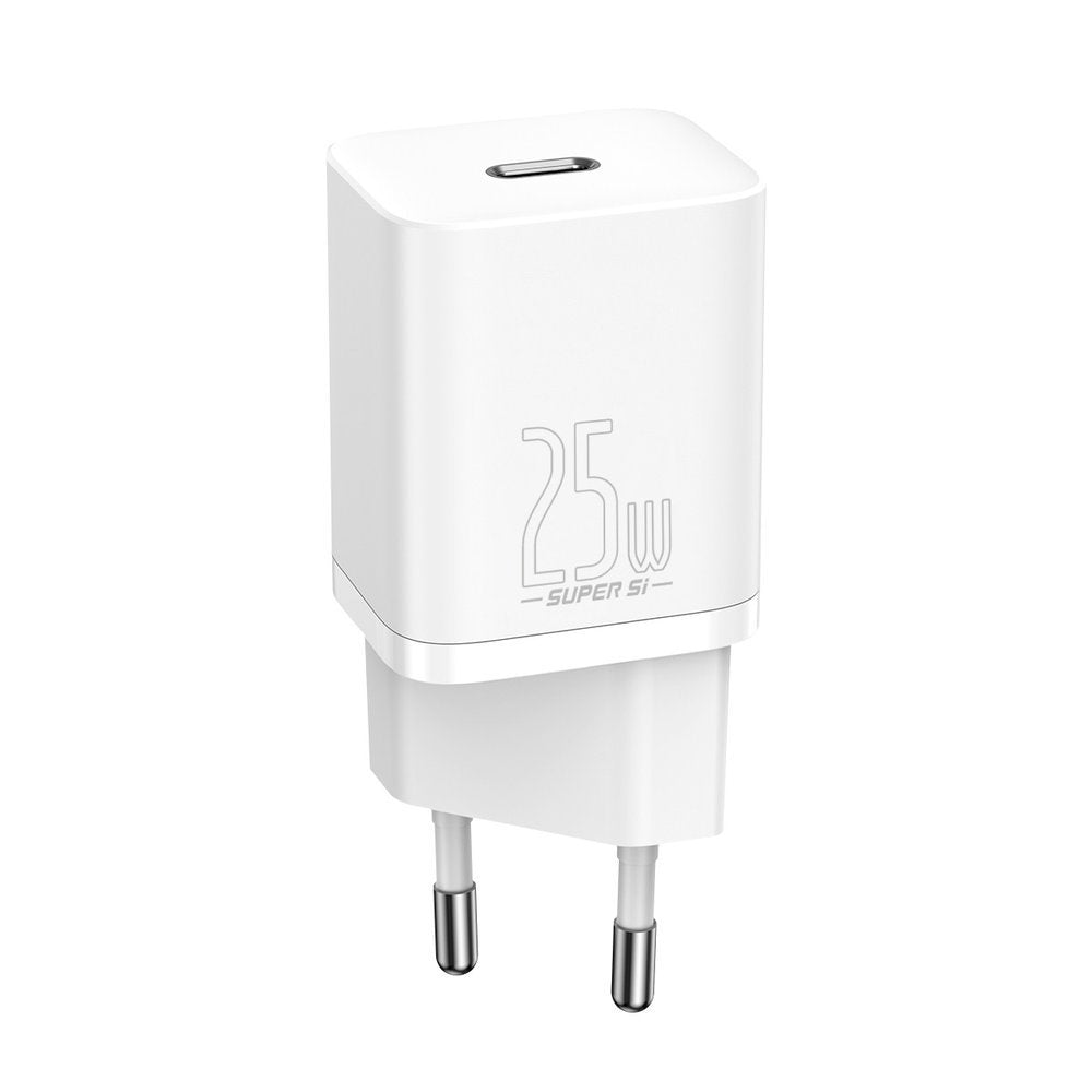 Baseus Super Si USB-C netwerkoplader met USB-C kabel, 25W, 3A, 1 x USB-C, Wit TZCCCSUP-L02 