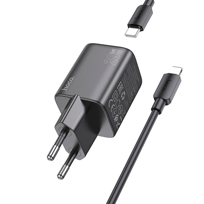 Netwerkoplader met Lightning-kabel HOCO N40, 20 W, 3 A, 1 x USB-C, zwart 