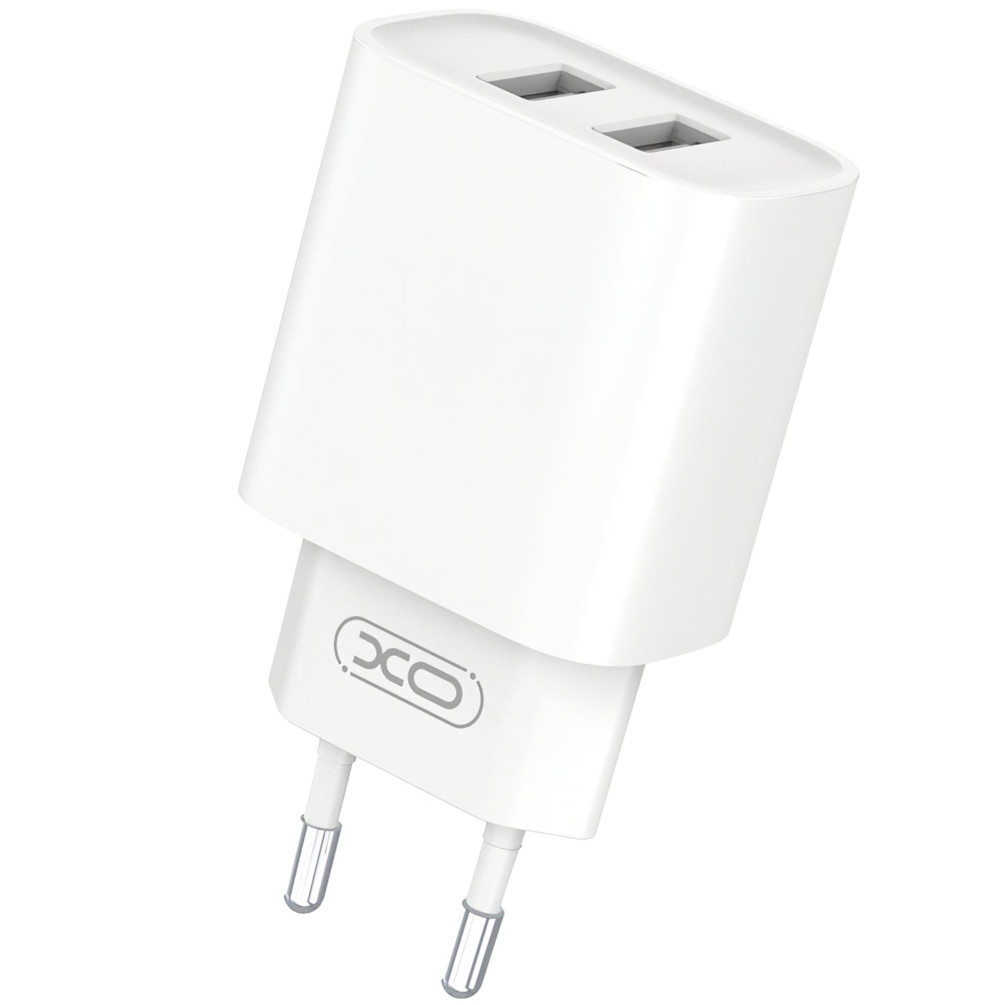 Netwerkoplader met Lightning-kabel XO Design CE02C, 10,5 W, 2,1A, 2 x USB-A, Wit 