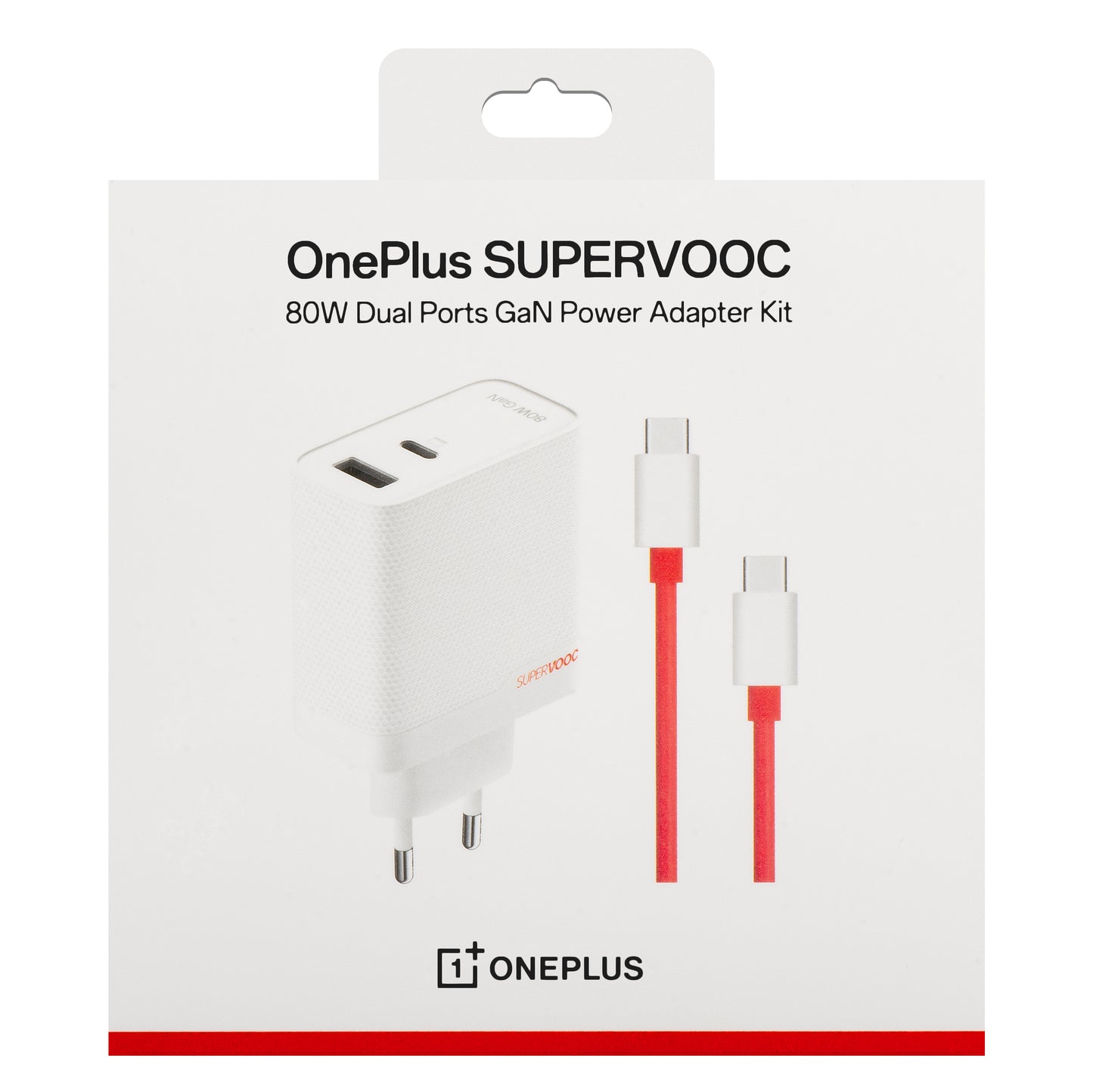 Chargeur réseau OnePlus avec câble USB-C OnePlus, 80W, 7,3A, 1 x USB-A - 1 x USB-C, blanc 5461100597