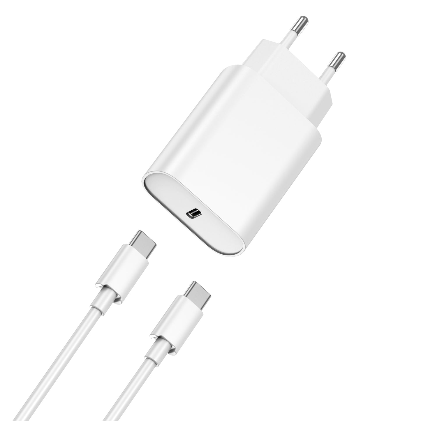 WiWu Wi-U001, 20W, 3A, 1 x USB-C, 1 x USB-C, Blanc 