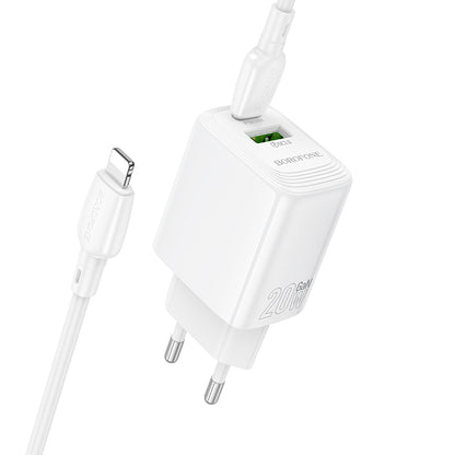 Netzladegerät mit Lightning-Kabel Borofone BN27 Fuente, 20W, 3A, 1 x USB-A - 1 x USB-C, Weiß