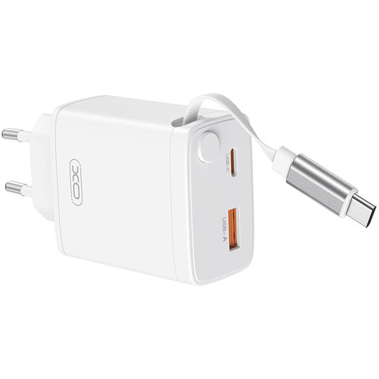 Netwerkoplader met USB-C Kabel XO Design CE31, 30W, 3A, 1 x USB-A - 1 x USB-C, Wit