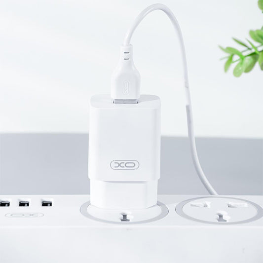 Chargeur réseau avec câble microUSB XO Design L99, 12W, 2.4A, 1 x USB-A, Blanc