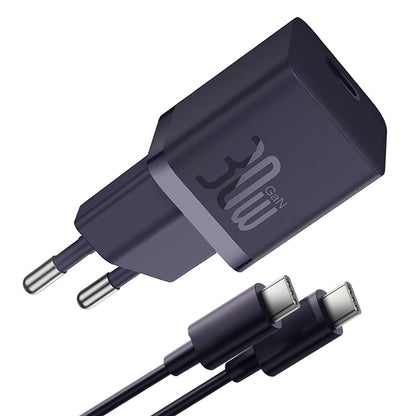 Chargeur réseau avec câble USB-C Baseus GaN Mini 1C, 30W, 3A, 1 x USB-C, Violet P10110902523-00
