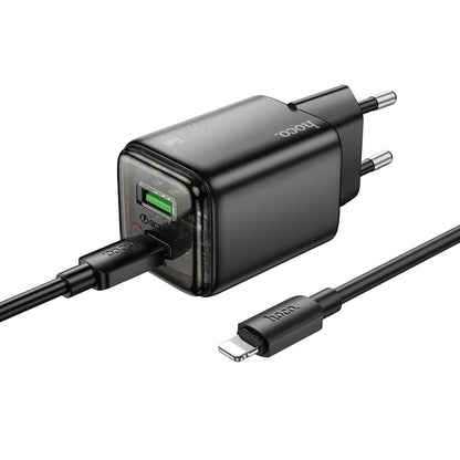 Netwerkoplader met Lightning-kabel HOCO N52, 20W, 3A, 1 x USB-A - 1 x USB-C, Zwart