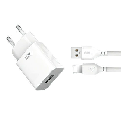 Netwerkoplader met Lightning Kabel XO Design L99, 12W, 2.4A, 1 x USB-A, Wit
