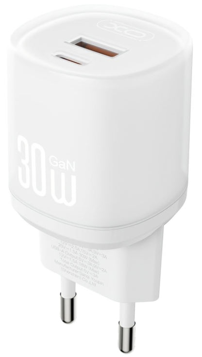 Chargeur réseau avec câble Lightning XO Design L151, 30W, 3A, 1 x USB-A - 1 x USB-C, Blanc