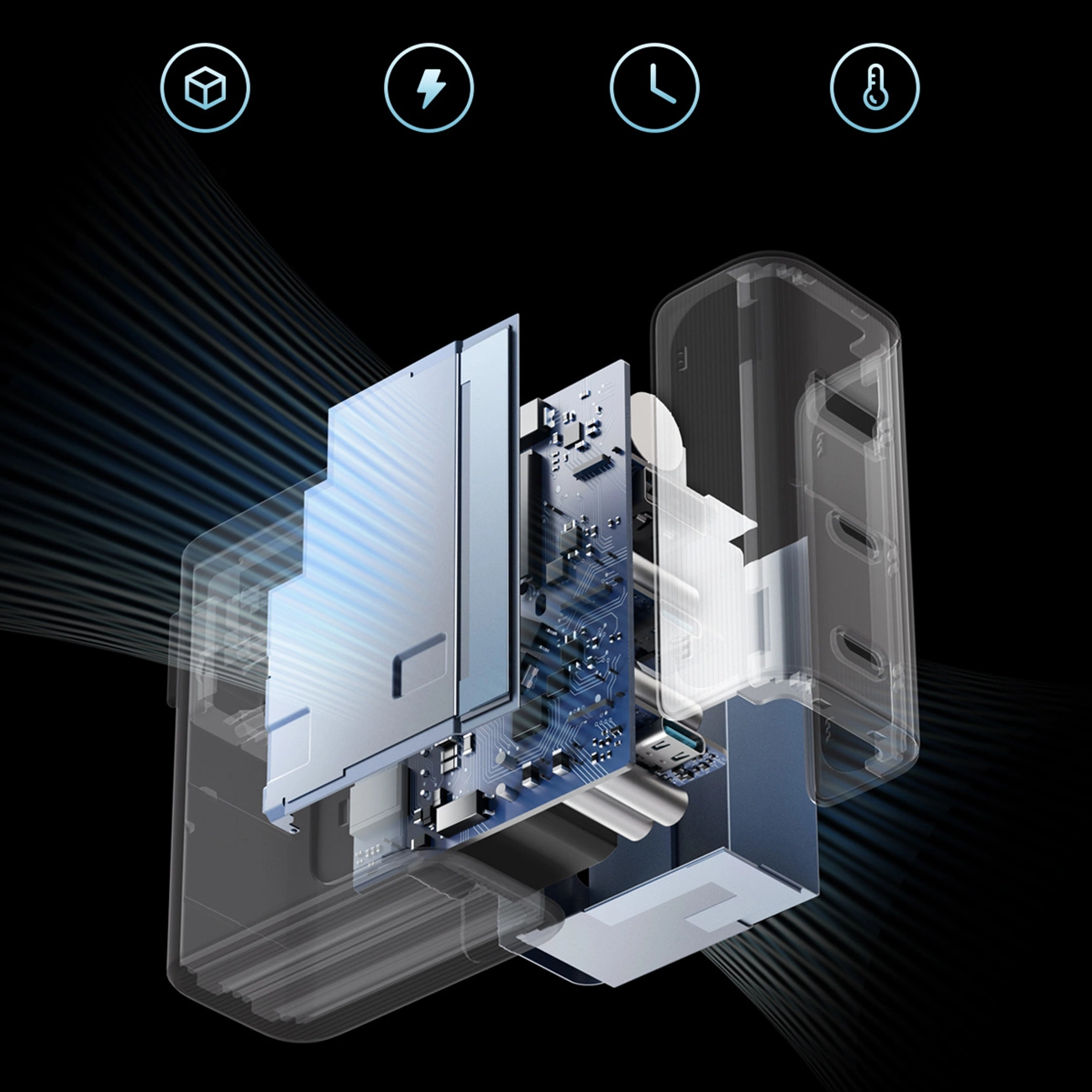 Netwerkoplader met USB-C Kabel Cuktech, 100W, 5A, 1 x USB-A - 2 x USB-C, Grijs CUKAD1003EUG