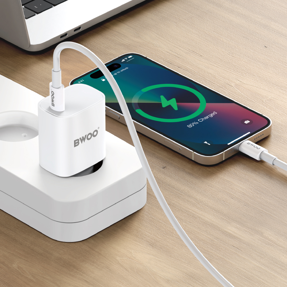 Netwerkoplader met USB-C Kabel BWOO CDA159, 20W, 3A, 1 x USB-C, Wit