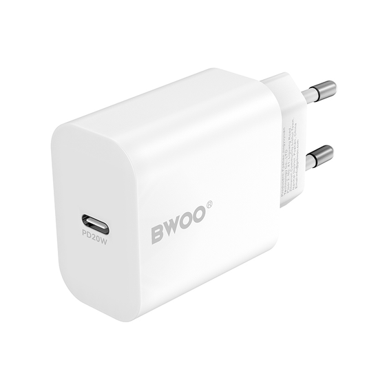 Netwerkoplader met USB-C Kabel BWOO CDA233, 20W, 3A, 1 x USB-C, Wit