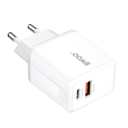Netzladegerät mit USB-C Kabel BWOO CDA182, 38W, 3A, 1 x USB-A - 1 x USB-C, Weiß