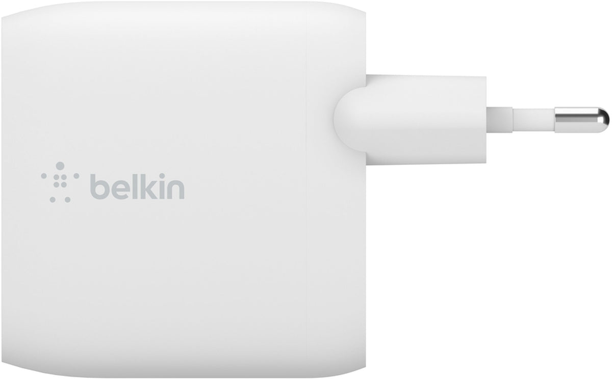 Netlader met USB-C-kabel Belkin BoostCharge Dual, 24W, 2.4A, 2 x USB-A, Wit WCE001vf1MWH