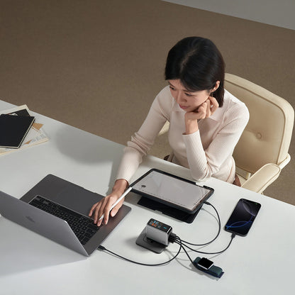 Netlader met USB-C-kabel Cuktech AD1204U Display, 120W, 6A, 1 x USB-A - 2 x USB-C, Zilver