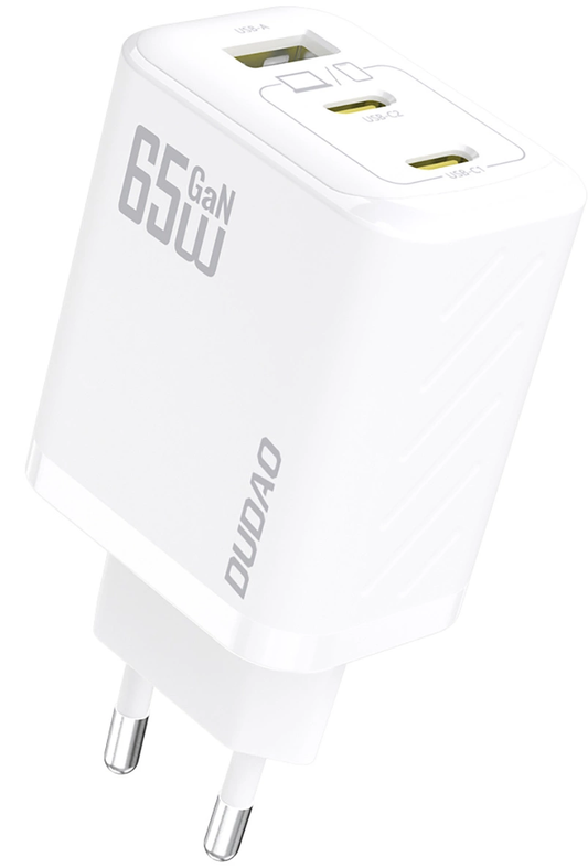 Netlader met USB-C-kabel Dudao A29C, 65W, 3,25A, 1 x USB-A - 2 x USB-C, Wit